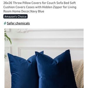 2 Navy Blue Euro Pillow Covers